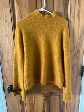 Cozy Mock Neck Women’s Sweater - Mustard